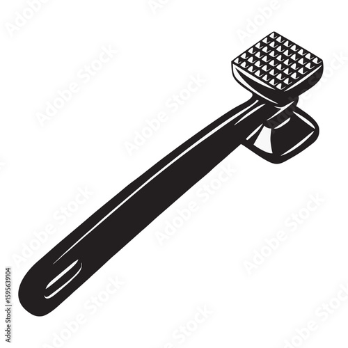 silhouette image of meat hammer tenderizer with transparent background