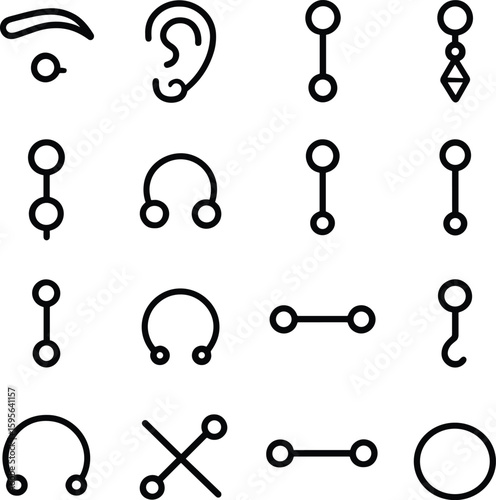 Minimalist Outline Piercing Jewellery Set Ear Eyebrow Nose Lip Body Decoration Fashionable Icon