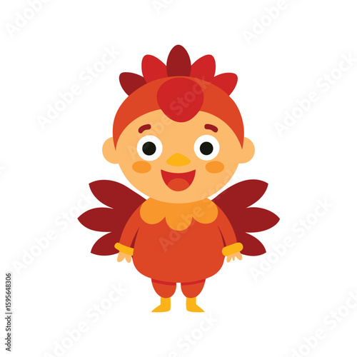 Cartoon Child Dressed As A Turkey For Thanksgiving