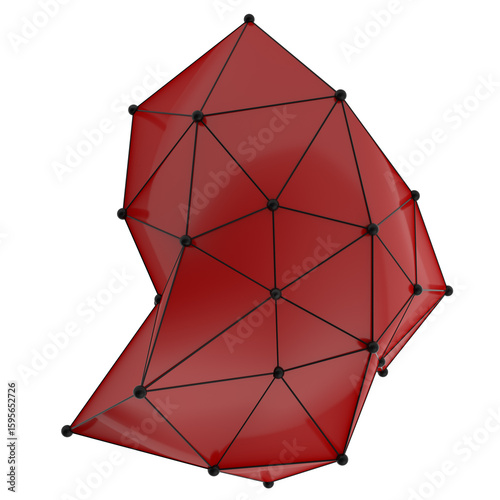 Abstract Polygon Backgrounds with Red and Black Low-Poly Mesh Surfaces – Geometric 3D Shapes with Wireframe Grids, Irregular Structures, and a Modern Futuristic Visual Aesthetic