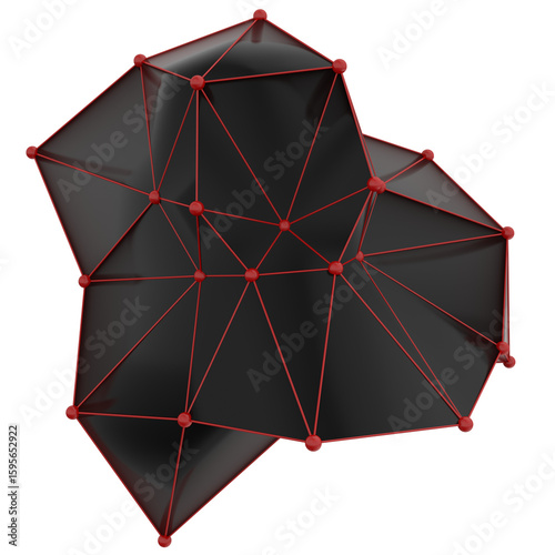 Abstract Polygon Backgrounds with Red and Black Low-Poly Mesh Surfaces – Geometric 3D Shapes with Wireframe Grids, Irregular Structures, and a Modern Futuristic Visual Aesthetic