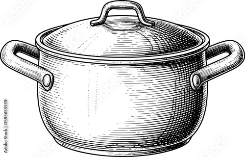 Cooking pot with hand-drawn style