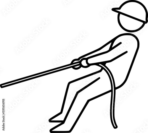 Person pulling rope outline icon vector
