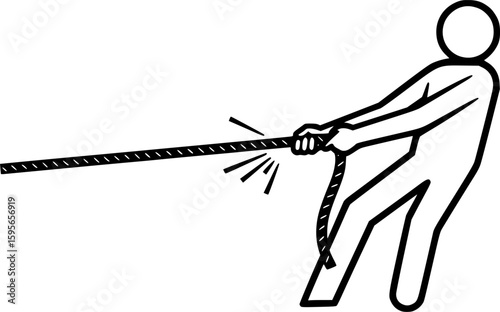 Person pulling rope outline icon vector
