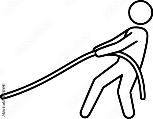 Person pulling rope outline icon vector

