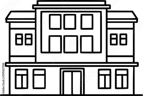 Building facade elevation outline icon vector
