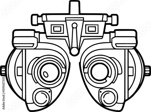 Optometry phoropter outline icon vector
