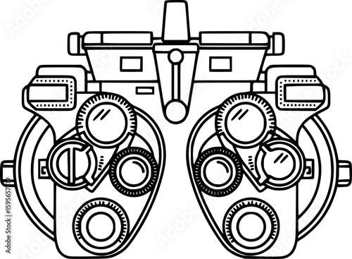 Optometry phoropter outline icon vector
