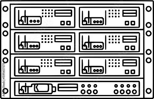 Video streaming encoder rack outline icon vector
