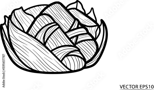 Tamales wrapped in corn husks outline icon vector
