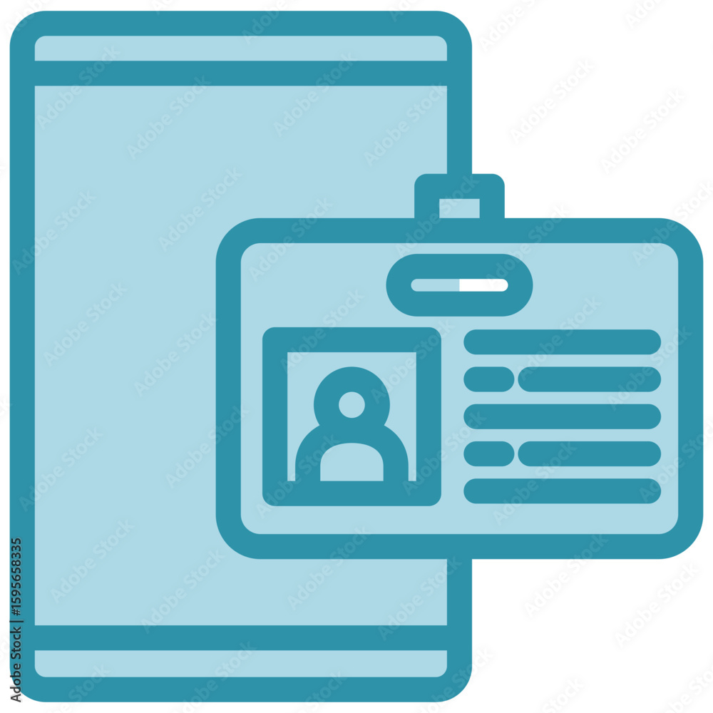 Badge Id dual tone blue color, mini illustration icon. use for modern concept, print, UI, UX kit, web and app development. Vector related to remote working, work from home. Badge Id dual tone blue color, mini illustration icon. use for modern concept, print, UI, UX kit, web and app development. Vector related to remote working, work from home.