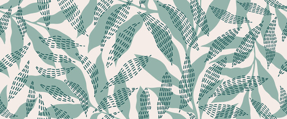 Keuken achterwand Planten patronen Abstracte lijnbladeren vintage kleurpalet  © Hulinska Yevheniia