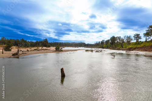 Photograph of the Nepean River flowing through Yarramundi Reserve after major flood damage in the Hawkesbury Region of NSW, Australia.