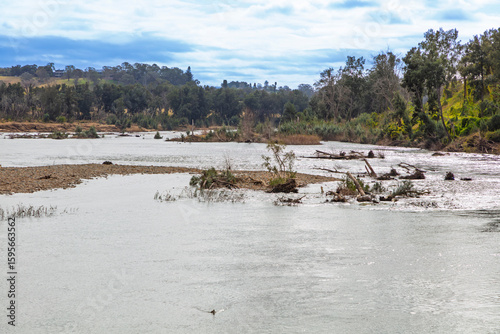 Photograph of the Nepean River flowing through Yarramundi Reserve after major flood damage in the Hawkesbury Region of NSW, Australia.