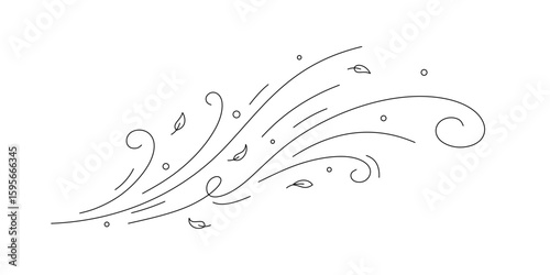 Minimalist Line Art with Swirling Leaves