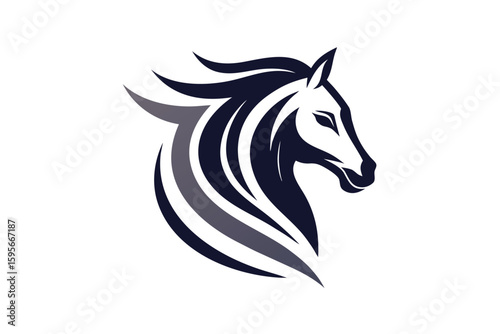 Elegant Horse Head Logo Design with Flowing Mane in Minimalist Style