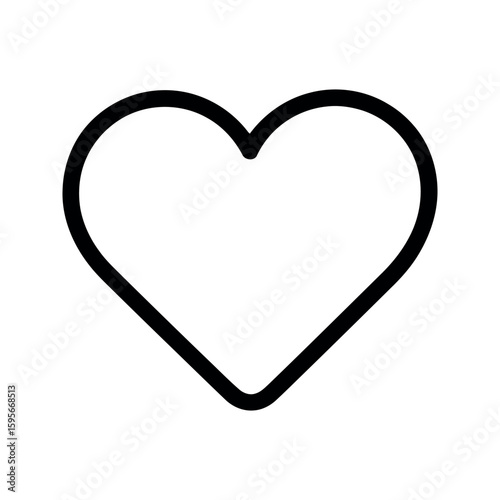 Single Black Heart Outline on a White Background Simple Icon