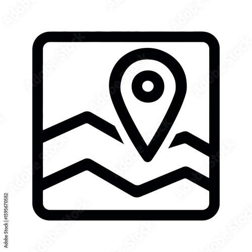 Map icon with location pointer indicating terrain or mountainous area