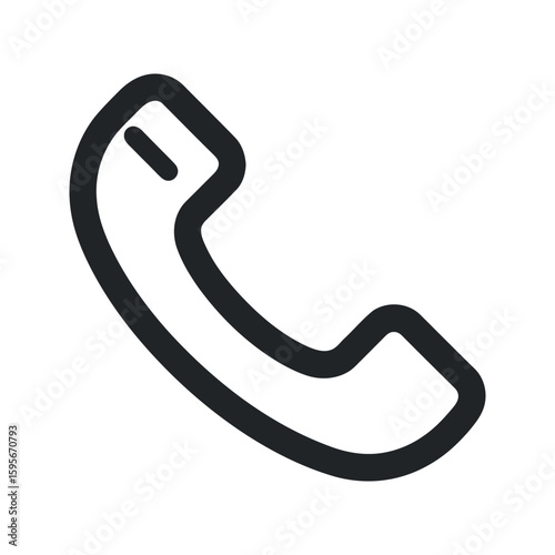 Isolated Telephone Handset Icon in Bold Black Outline Style