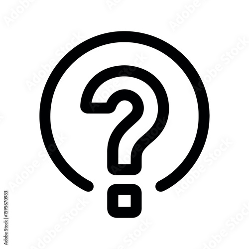 Bold Black Question Mark Circle Icon Isolated on White Background