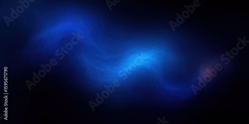 Abstract smooth flowing blue light wave on dark background creating a mysterious and calming visual effect