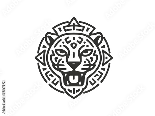 Tiger Head with Crown Outline Design