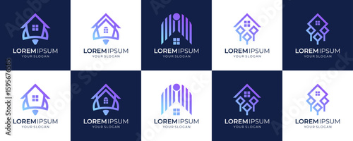 Set Collections of Rocket Home Launch, Logo design Inspirations.