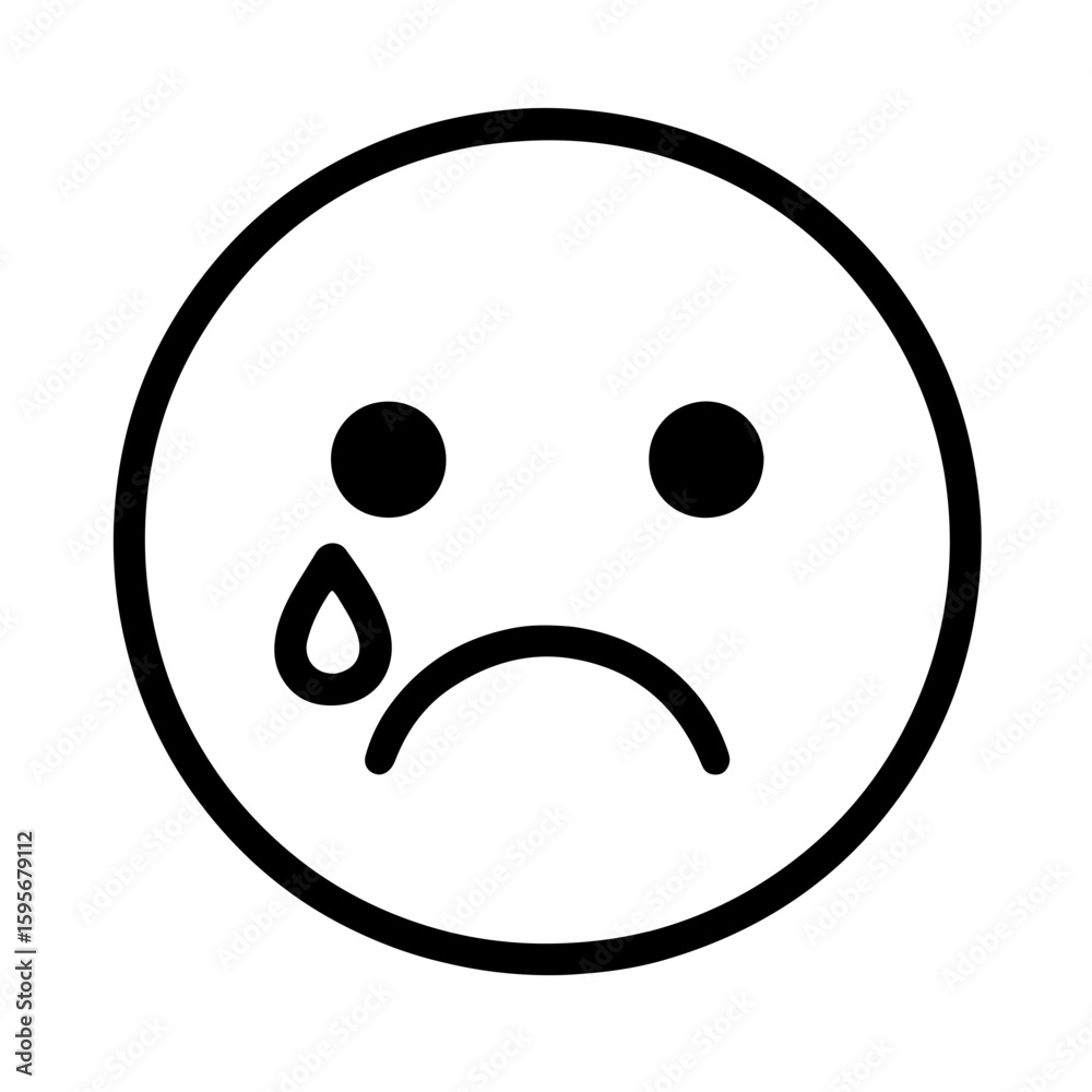 Fototapeta premium Crying Emoticon in Line Style