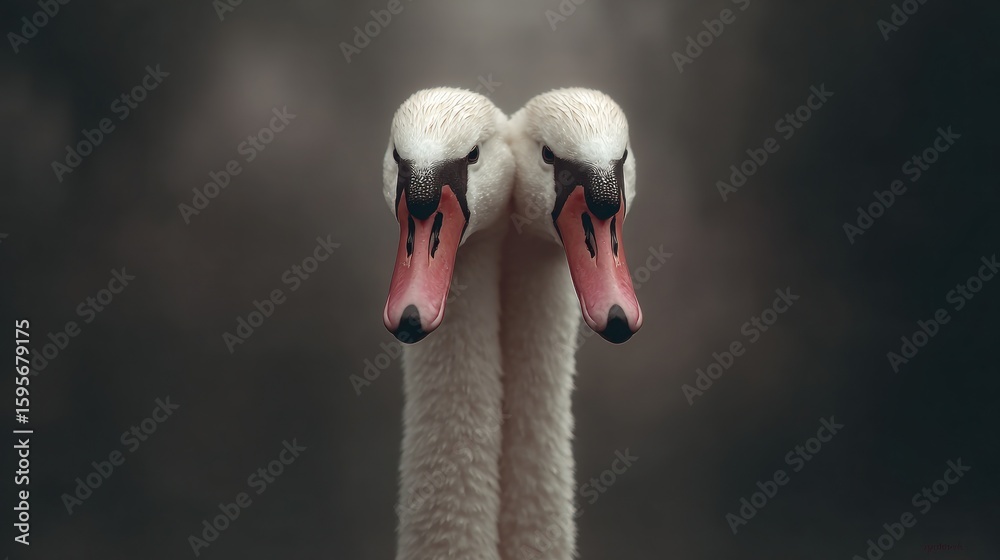 Obraz premium Twin swans close up portrait