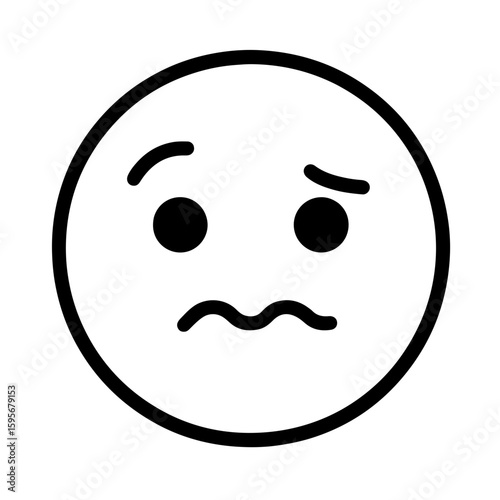 Confused Emoji Icon in Outline
