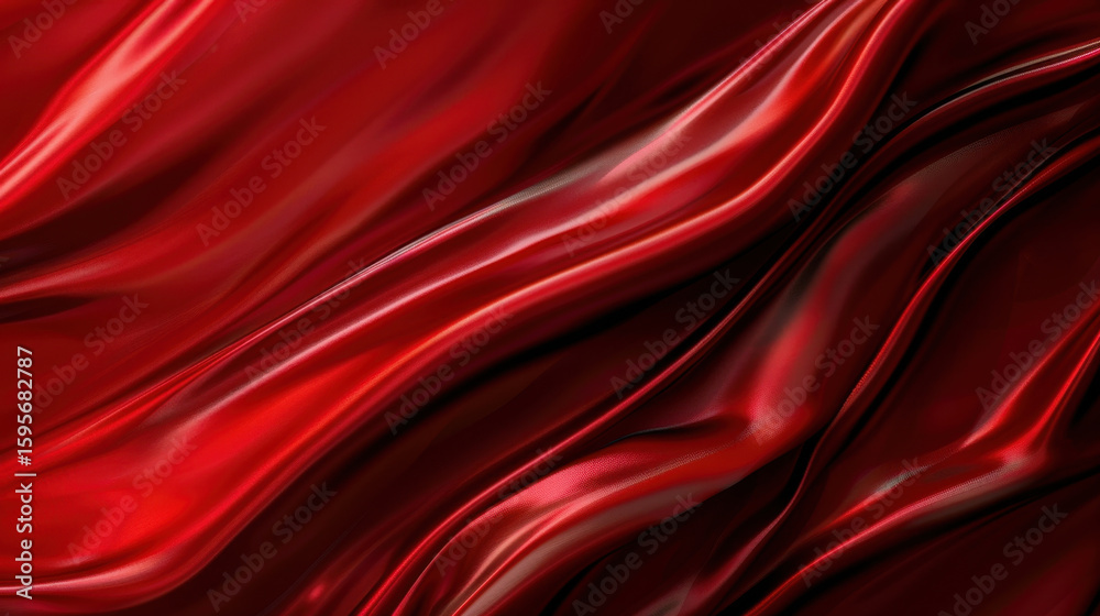 Obraz premium Luxurious red silk fabric flowing gracefully, showcasing smooth curves and vibrant texture. rich color and sheen evoke sense of elegance and warmth, perfect for various design applications