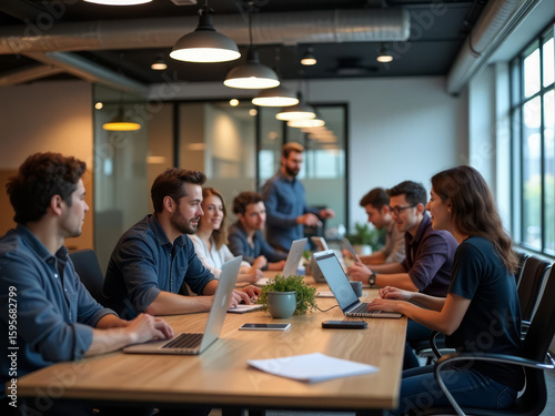 Réunion d’équipe dynamique dans un espace de travail moderne pour une collaboration e