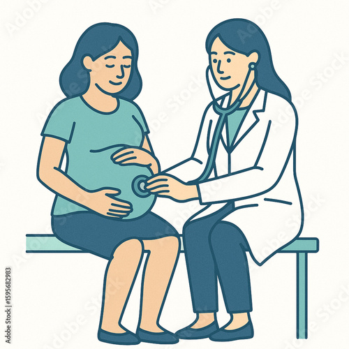 Pregnant Woman Having Prenatal Check-up with Doctor