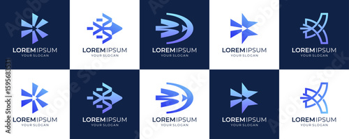 Set Collections of Right Arrow, Logo Design Inspirations. Unique Vector of Growth and Movement for Business Progress.