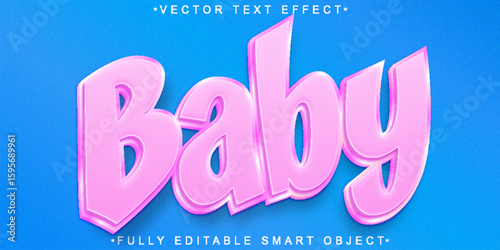  Adorable Sweet Baby Cute Soft Infant Love Style Design Vector Fully Editable Smart Object Text Effect