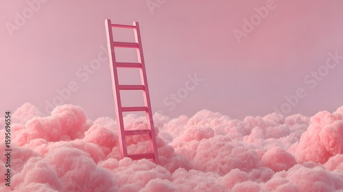 Pink ladder on pink clouds