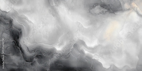 Abstract grayscale marble texture with flowing patterns and subtle gold veins creating a smooth, elegant, and organic appearance