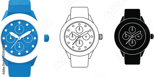 Find the best wrist watches: compare blue watch, outline watch, and black watch for your style