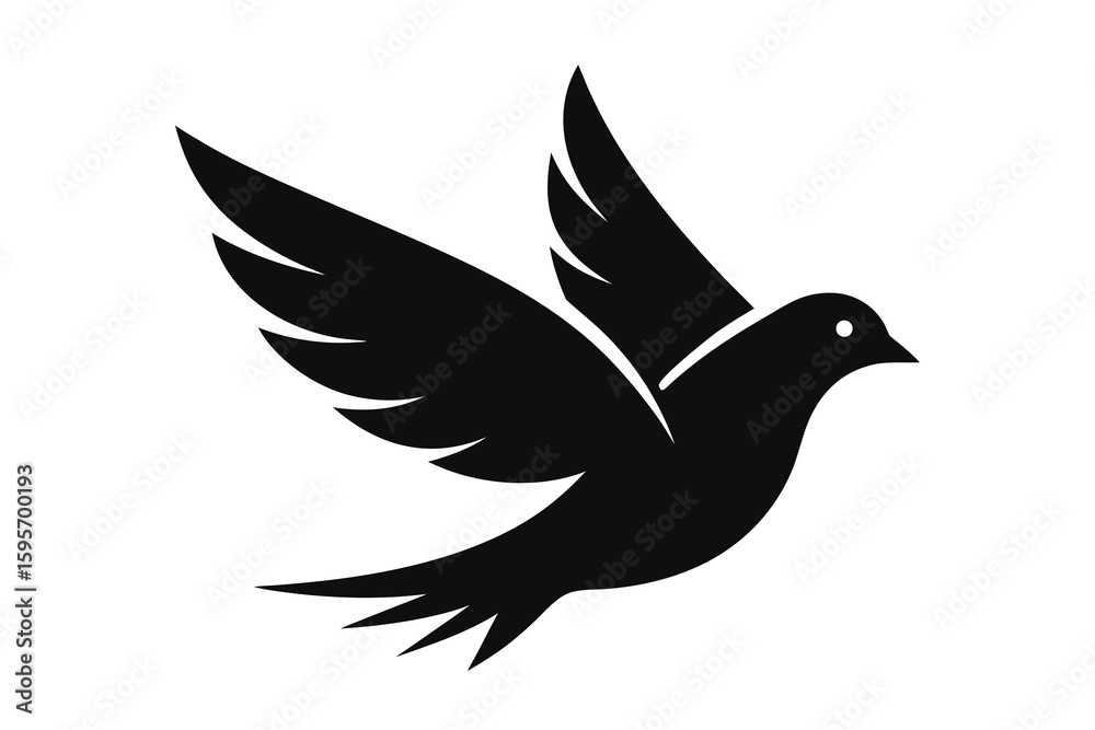 Fototapeta premium Stylized dove in mid flight silhouette