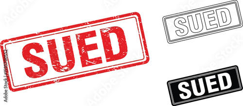 Sued stamp vector design for legal action lawsuit and litigation concept with grunge effect art