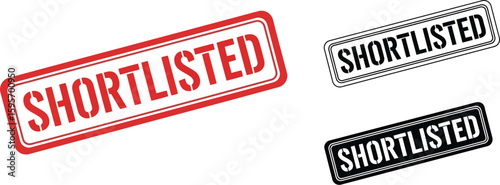 Shortlisted stamp vector design element for business selection process and recruitment concept design