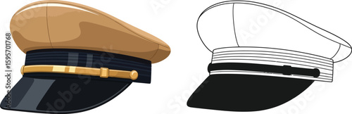Explore captain hat vector illustration and outline for design projects and creative use cases online