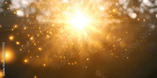 Wallpaper Mural Bright golden explosion of light with glowing particles radiating outward against a dark background conveying energy and brilliance Torontodigital.ca