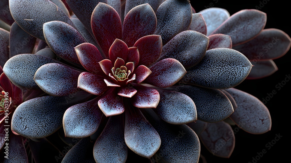 Close-Up of Vibrant Succulent Plant with Textured Leaves Against a Dark Background Close-Up of Vibrant Succulent Plant with Textured Leaves Against a Dark Background