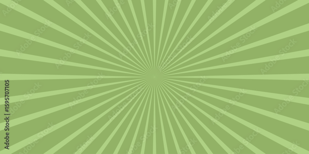 Obraz premium Green sunburst design radiating light from a central point depicting energy and focus for various creative applications.