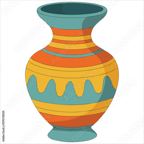Ceramic vase pottery vector white background