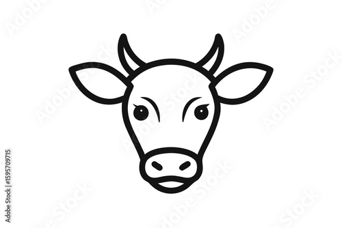 Minimalist single line drawing of a cow head silhouette
