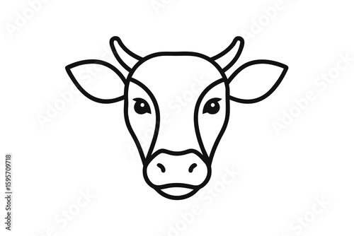 Minimalist single line drawing of a cow head silhouette