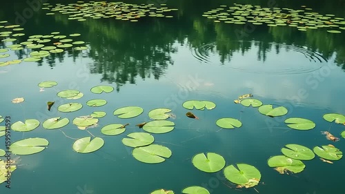 Lily pads on a calm pond
