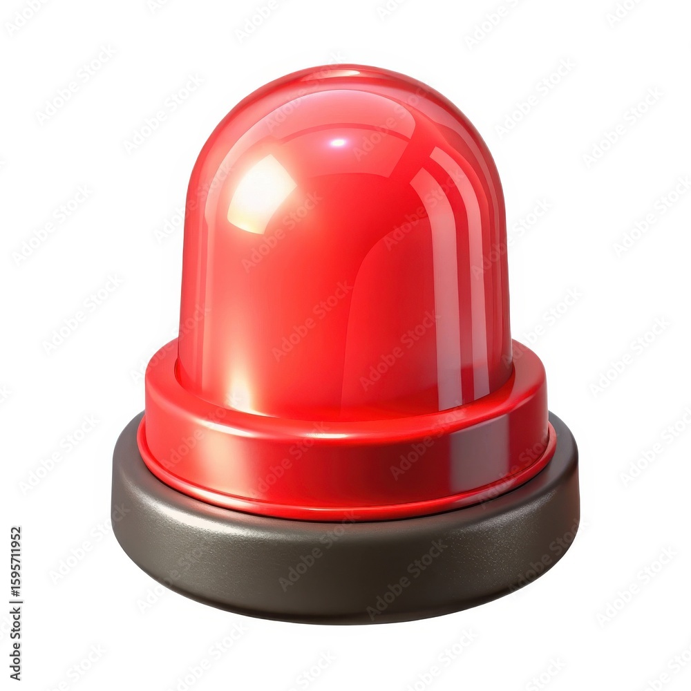 Fototapeta premium Shiny red emergency beacon light isolated on white background